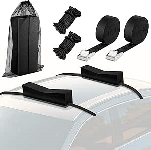 Universal Rack-Free Car Top Kayak Carrier Kit Canoe Carrier Kit 15.75 Inch Kayak Foam Blocks for Roof Rack Soft Standard Replacement Top Car Roof Racks Pads with Tie-Downs