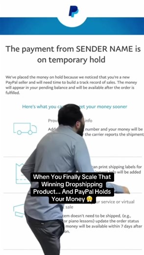 When You Finally Scale That Winning Dropshipping Product... And PayPal Holds Your Money 🤣 #dropshipping #ecom #trax