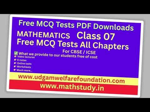 Class 7 Maths MCQ Test PDF Download with Answers,Chapter Wise MCQ Questions for Class 7 Maths