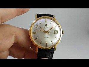 1968 Cyma Autorotor vintage watch in 18k gold