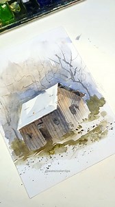 9.5K views · 114 reactions |  From blank canvas to rustic charm! ✨ Watch me capture the beauty of a weathered barn in watercolor, layer by layer. ️ I'm starting with a transparent base, defining the light and shade, adding textures, and finally, bringing the scene to life with a touch of background magic. ✨ Would you like to try watercolor painting too? Let me know in the comments!  #WatercolorPainting #BarnPainting #ArtReel #Watercolor #painting | Watercolor.Tips | Facebook
