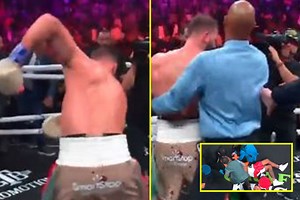 Caleb Plant was tackled by referee for grave digging celebration after brutal KO then produced chilling action figure