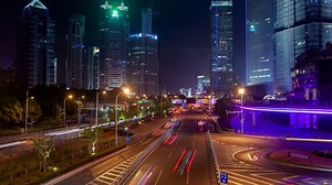 Fast traffic in Shanghai highway at night - Free Stock Video