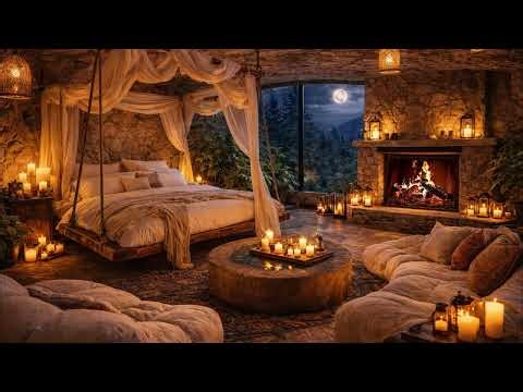 Falling Asleep by the Fireplace | Ultra Cozy Bed & Crackling Fire Sounds