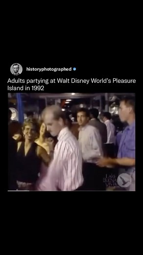 History Photographed on Instagram: "Pleasure Island was a special part of Walt Disney World where adults could enjoy nightclubs and shows. It opened in 1989 and had many themed clubs for dancing and music. Over the years, it changed and eventually closed in 2008. Disney then turned the area into part of Disney Springs, focusing more on shops and restaurants."