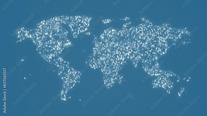 Social Network World Map. Planet and Many People in a Digital Online Environment. Tech Blue Background. Looped video. Stock Video