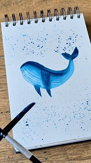 3.5K views · 31 reactions | Paint a watercolour whale in less than a minute!  Save for later and tag a friend who would love this! 懶 #whale #art #painting #watercolor #viral #reels #foryou | Yara Gallery | Facebook