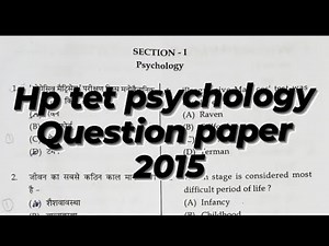 HP TET previous year questions paper solvePSYCHOLOGY sections 2015 | HP TET/D.ELEdTET