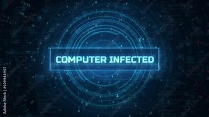 Computer Infected notification error message over technology hud background Stock Video