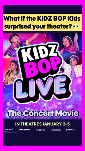 KIDZ BOP on Instagram: "What if the KIDZ BOP Kids showed up at your theater this weekend 👀🎶 you never know - it could be your lucky day! Who going this weekend? Comment 🎟️ if you’re going to see it! 🎟️ Get your tickets now! KIDZ BOP LIVE: The Concert Movie in theaters now through January 5!"