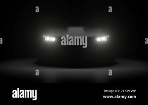 3D Rendered Super car Cinematic front view in dark background, blue sport car headlights blinking in dark with a black background, supercar front view Stock Video Footage - Alamy