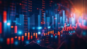 Download High-tech digital chart with blue and red elements in a futuristic interface for free