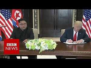 Kim Jong-Un and Donald Trump sign a "historic" document - BBC News