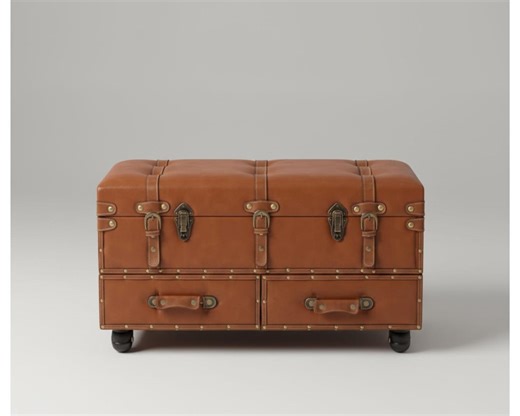 Vintage Faux Leather Storage Bench Ottoman, Mid-century Bed Bench, Entryway Chest - Etsy