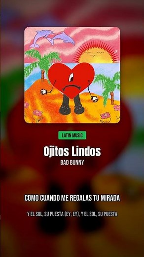 Ojitos Lindos - Bad Bunny (Letra/Lyrics) #shorts