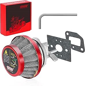 RUTU 44mm CNC Upgrade Kit Air Filter Adapter Replacement for 2 stroke 33cc 43cc 47cc 49cc Gas Scooters, Chinese ATV Dirt Bike Quad Pocket Bike Engine BladeZ Moby XKit with Choke Lever Red and silver