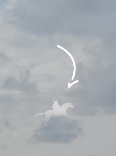 Angel and Horse in Dramatic Black Clouds