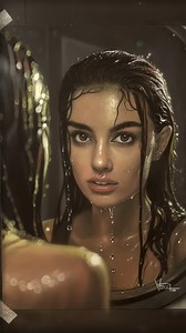 Mirror reflection portrait drawing: The woman in the mirror pencil art guide