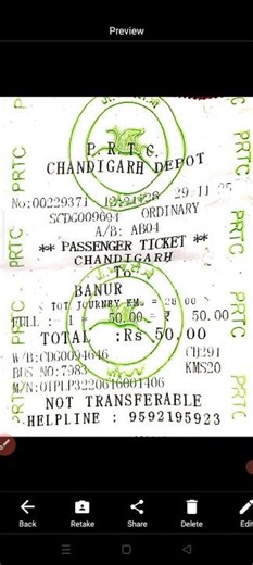 sector 43 bus stand chandigarh to Banur Bus stand punjab||PRTC ordinary bus fair 2025