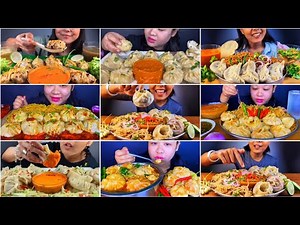Asmr Eating Spicy 🔥Momos 😋Veg Momos Chicken Momos👌Momos Mukbang Show