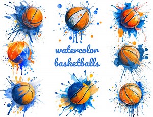 Watercolor Basketball Clipart, 21 Sports Ball PNG, Basketball Splash Art, Digital Clipart, Instant Download, Commercial Use - Etsy