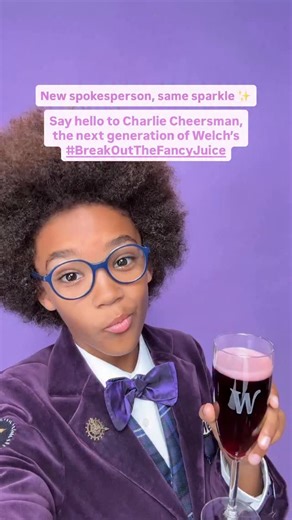 6.3K views · 48 reactions | New spokesperson, same sparkle ✨ Say hello to Charlie Cheersman, the next generation of Welch’s. #BreakOutTheFancyJuice | Welch's | Facebook