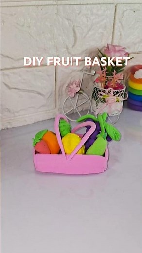 DIY Mini Fruit Basket 🍓🍇 | Cute Clay Craft Tutorial #shorts