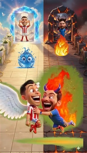 RONALDO & MESSI in the Angel vs Demon Run! 😇🔥 #ronaldo #messi #shorts