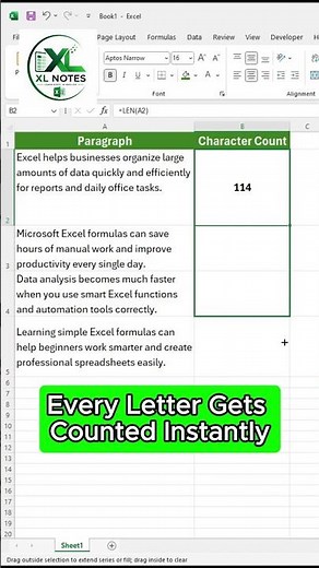 Excel LEN Formula Counts Paragraphs 😳⚡#Excel #ExcelTips #Shorts