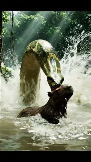 Anaconda Ambushes Prey in the Amazon River – Unbelievable Nature Footage #snake #animals #wildlife