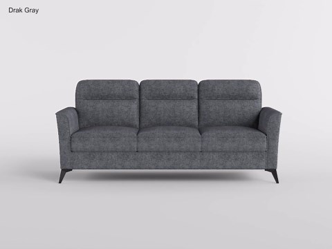 Lexicon Modern Sofa, Textured Microfiber Upholstered Living Room Sofa, Couch with Black Metal Legs, Track Arms, Comfy Couch for Living Room/Bedroom/Apartment, 3-Seater, Dark Gray
