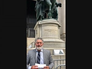 WATCH: Long Island Resident Protests Removal Of Roosevelt Statue
