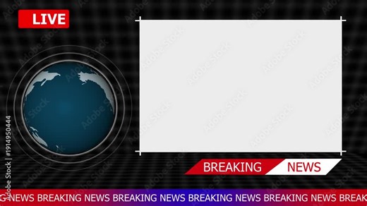 Breaking News Background Animation with Rotating Earth Globe and Live News Ticker Overlay for Broadcast and Media.
