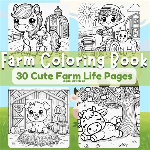 Chibi Farm Animal Coloring Book | 30 Printable Pages (digital Download) - Etsy Australia