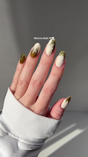 what do we think 🫶🏻🍵 using @GELCARE® Oat * use code AMINA to save @Sweetie Nail Supply Color Gel in 22F85 * use code AMINAOUI to save #matchanails #nailarttutorial #springnails