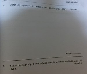 MODULE TEST 2 Sketch the graph of y = \sin x and solve \sin x =... | Filo