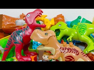 Satisfying Building Blocks☆Marble Run ASMR Three dinosaurs T.Rex course