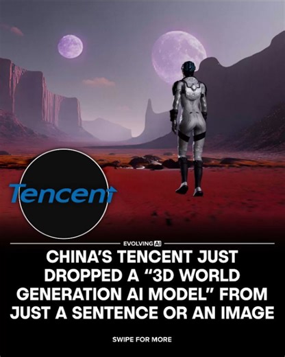 Evolving AI | 👀 China’s Tencent just dropped Hunyuan3D World Model 1.0, an open-source AI tool that turns a single text prompt or image into a fully... | Instagram