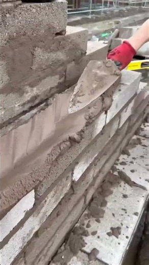 Technique for leveling cement on brickwork. #shorts