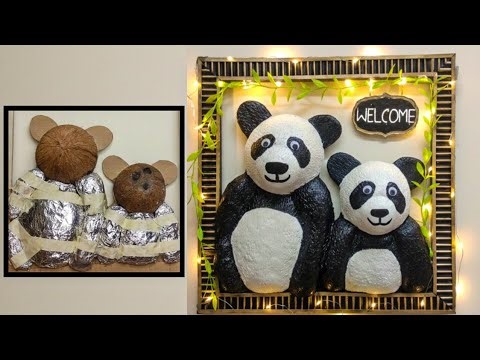 DIY Panda Wall Decor | Coconut Shell Craft Ideas | Handmade Home Decor | EKAA ARTISTRY