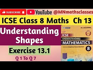 Icse class 8 Maths chapter 13, Understanding Shapes || Ex 13.1 ( Q 1 To Q 7) 👍 Subscribe 👍 Like