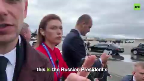 Russian Aurus limos next to F-22 jets in Alaska, what a timeline we live in RT's Egor Piskunov is waiting for the arrival of President Putin along with Trump who is still in Air Force One | Forbidden News
