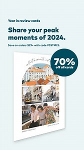Show off the memories that made your year with 70% off card orders of $29 or more. Use code 70STM25—see promo details. | Snapfish