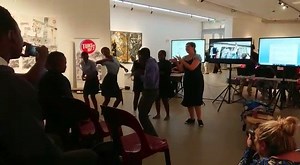 1.3K views · 28 reactions | WATCH: Tuks FM 107.2 recently hosted a radio show for a group of deaf learners at The Javett Art Centre at UP’s Hatfield Campus. With the help of bass bins placed under a wooden stage the learners were seated on, an interpreter and music videos, it wasn’t long before a dance battle broke out! | University of Pretoria | Facebook