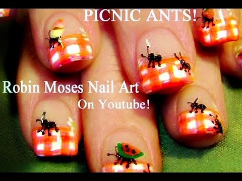 DIY Easy Summer Nails | Picnic Ants Nail Art Design