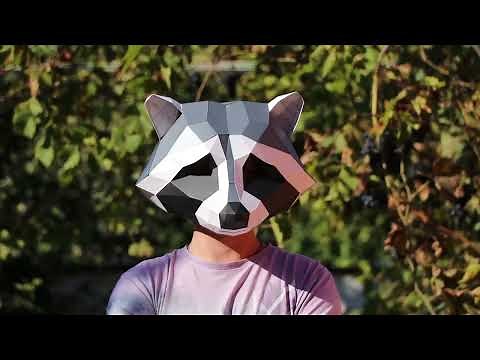 Raccoon Mask Low Poly Paper Craft PDF Template