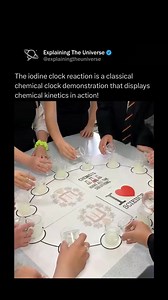 The iodine clock experiment is a classic chemistry demonstration used to show reaction rates!It involves mixing two clear solutions that, after a specific time delay, suddenly turn dark blue. This color change happens when iodine reacts with starch in the solution.The timing of the change can be controlled by adjusting concentrations or temperature, making it a great way to explore reaction kinetics and the effects of different variables on chemical reactions. #reels #explore #science | Explaini