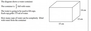 The diagram shows a water container.The container is \frac { 2... | Filo