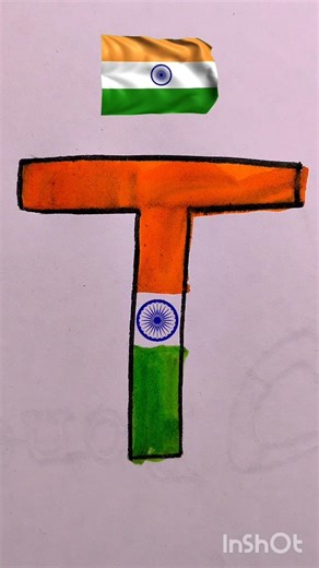 T Letter India Flag Art Creative Alphabet Drawing with Indian Flag Colors Easy Art Tutorial#shorts