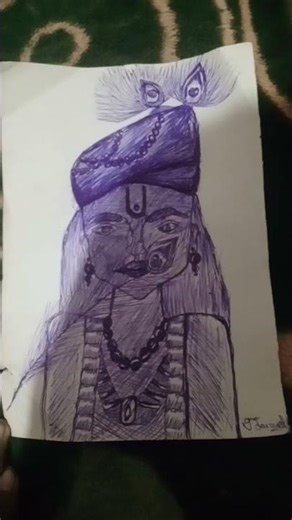 how to draw Krishna jii with pen #viralshort #art #painting #viralart 🥰❤️❣️